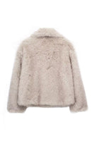 Laden Sie das Bild in den Galerie-Viewer, Schwarzes Schal Revers Kurz tailliertes Kunstfell