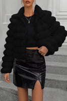 Laden Sie das Bild in den Galerie-Viewer, Rosa Stehkragen Gestepptes kurzes Kunstfell