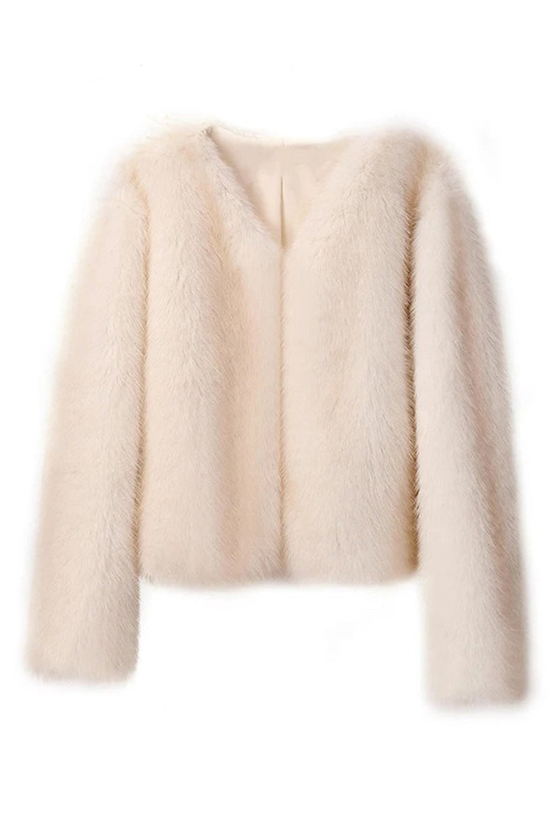 Laden Sie das Bild in den Galerie-Viewer, Schwarzes Midi Hemd mit V-Ausschnitt und tailliertem Kunstpelz