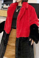 Laden Sie das Bild in den Galerie-Viewer, Fuchsia und Orange Flauschiger langer Mantel aus Kunstpelz