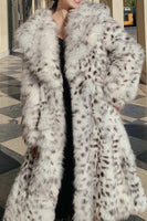 Laden Sie das Bild in den Galerie-Viewer, Schwarz Weiß Langer Damenmantel mit Leopardenmuster