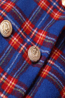 Laden Sie das Bild in den Galerie-Viewer, Rot Blau Karo Zweireihiger Damen Blazer