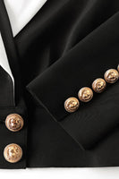 Laden Sie das Bild in den Galerie-Viewer, Schwarzer kurzer Damenblazer mit gekerbtem Revers