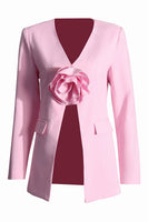 Laden Sie das Bild in den Galerie-Viewer, Eleganter rosa 3D-Blumenblazer für Damen