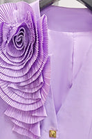 Laden Sie das Bild in den Galerie-Viewer, Lila Blume V-Ausschnitt Einzelknopf Damen Blazer