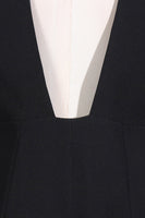 Laden Sie das Bild in den Galerie-Viewer, Glitzernder schwarzer Schal Revers Rückenfreier Perlen-Blazer für Damen