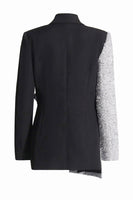 Laden Sie das Bild in den Galerie-Viewer, Silber Schwarz Peak Revers Slim Fit Damen Blazer