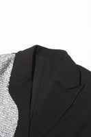 Laden Sie das Bild in den Galerie-Viewer, Silber Schwarz Peak Revers Slim Fit Damen Blazer