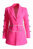 Laden Sie das Bild in den Galerie-Viewer, Fuchsia Peak Revers Damen Blazer mit Perlengürtel