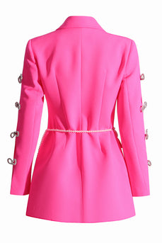 Fuchsia Peak Revers Damen Blazer mit Perlengürtel