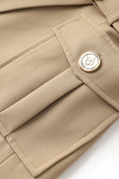 Laden Sie das Bild in den Galerie-Viewer, Hellbrauner Peak Revers Slim Fit Damen Blazer mit Gürtel