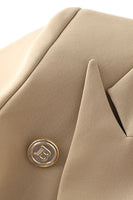 Laden Sie das Bild in den Galerie-Viewer, Hellbrauner Peak Revers Slim Fit Damen Blazer mit Gürtel