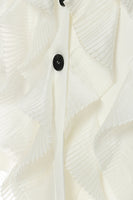 Laden Sie das Bild in den Galerie-Viewer, Weißer Damenblazer mit gekerbtem Revers und Rüschen