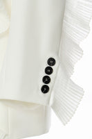 Laden Sie das Bild in den Galerie-Viewer, Weißer Damenblazer mit gekerbtem Revers und Rüschen