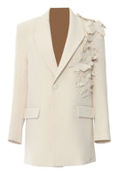 Laden Sie das Bild in den Galerie-Viewer, Beige Oversize Damen Blazer mit 3D Schmetterlingen