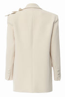 Laden Sie das Bild in den Galerie-Viewer, Beige Oversize Damen Blazer mit 3D Schmetterlingen