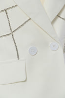 Laden Sie das Bild in den Galerie-Viewer, Schwarzer Peak Revers Damen Blazer mit Perlenstickerei