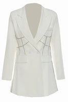 Laden Sie das Bild in den Galerie-Viewer, Schwarzer Peak Revers Damen Blazer mit Perlenstickerei