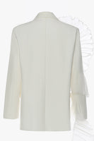 Laden Sie das Bild in den Galerie-Viewer, Weißer Damenblazer mit gekerbtem Revers und Rüschen