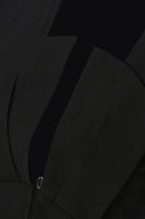Laden Sie das Bild in den Galerie-Viewer, Schwarzer Slim Fit Cut-out Damen Kragenloser Blazer