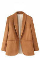 Laden Sie das Bild in den Galerie-Viewer, Casual Camel Shawl Revers Offen Damen Blazer