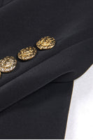 Laden Sie das Bild in den Galerie-Viewer, Schwarzer Slim Fit Langer Damenblazer mit V-Ausschnitt