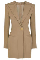 Laden Sie das Bild in den Galerie-Viewer, Blauer See Peak Revers Langarm Blazer mit einem Knopf