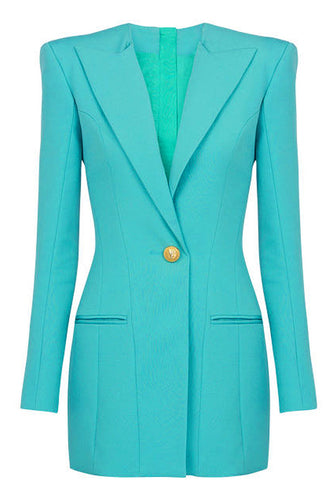 Blauer See Peak Revers Langarm Blazer mit einem Knopf