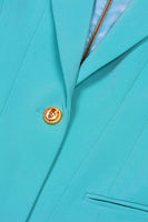 Laden Sie das Bild in den Galerie-Viewer, Blauer See Peak Revers Langarm Blazer mit einem Knopf