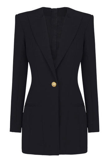 Blauer See Peak Revers Langarm Blazer mit einem Knopf