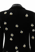 Laden Sie das Bild in den Galerie-Viewer, Peak Revers Schwarz Lange Ärmel Ein Knopf Damen Blazer