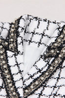 Laden Sie das Bild in den Galerie-Viewer, Schwarzes Gitter Peak Revers Damen Mantel mit Perle