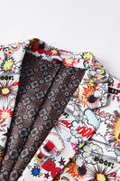 Laden Sie das Bild in den Galerie-Viewer, Weißer Graffiti Zweireihiger 2-teiliger Herrenanzug