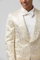 Laden Sie das Bild in den Galerie-Viewer, Elfenbeinmuster bedruckter Schal Revers Herren Ballblazer