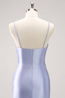 Laden Sie das Bild in den Galerie-Viewer, Glitzerndes blaues Pailletten Blumen Enges Kurzes Abiballkleid mit Perlenstickerei