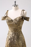 Laden Sie das Bild in den Galerie-Viewer, Golden Kalte Schulter A-Linie Kurzes Abiballkleid