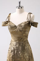 Laden Sie das Bild in den Galerie-Viewer, Golden Kalte Schulter A-Linie Kurzes Abiballkleid