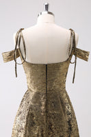 Laden Sie das Bild in den Galerie-Viewer, Golden Kalte Schulter A-Linie Kurzes Abiballkleid
