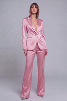 Laden Sie das Bild in den Galerie-Viewer, Grau Rosa Peak Revers Satin Slim Fit Damen Anzüge