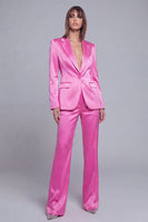 Laden Sie das Bild in den Galerie-Viewer, Grau Rosa Peak Revers Satin Slim Fit Damen Anzüge