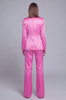 Laden Sie das Bild in den Galerie-Viewer, Grau Rosa Peak Revers Satin Slim Fit Damen Anzüge