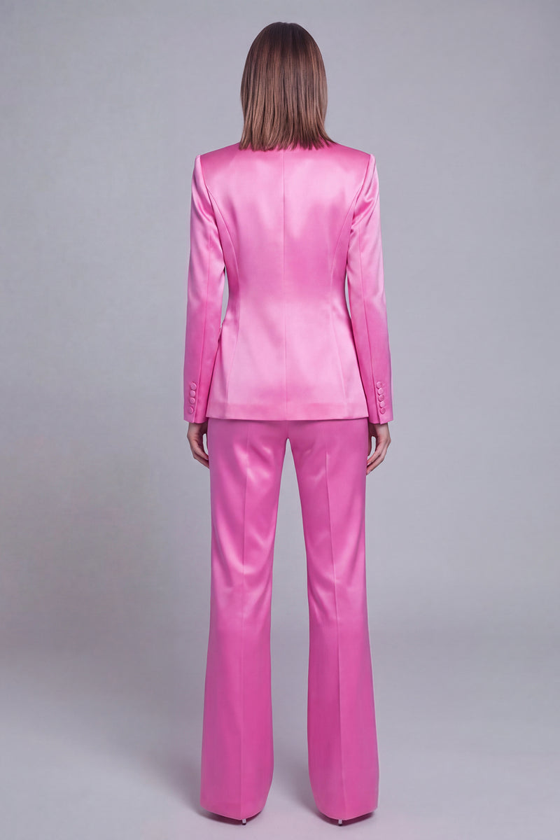 Laden Sie das Bild in den Galerie-Viewer, Grau Rosa Peak Revers Satin Slim Fit Damen Anzüge