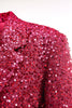 Laden Sie das Bild in den Galerie-Viewer, Glitzernder fuchsia langer Damenblazer mit Kerbe