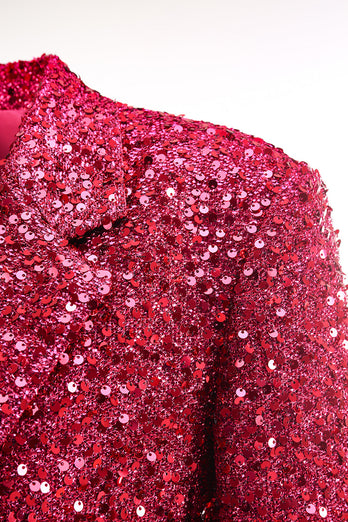 Glitzernder fuchsia langer Damenblazer mit Kerbe