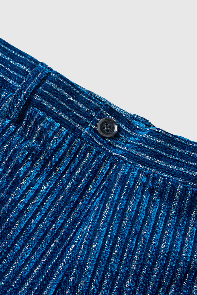 Laden Sie das Bild in den Galerie-Viewer, 2-teilige Tintenblaue Samt Gestreifte Damen Ballanzüge