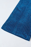 Laden Sie das Bild in den Galerie-Viewer, 2-teilige Tintenblaue Samt Gestreifte Damen Ballanzüge