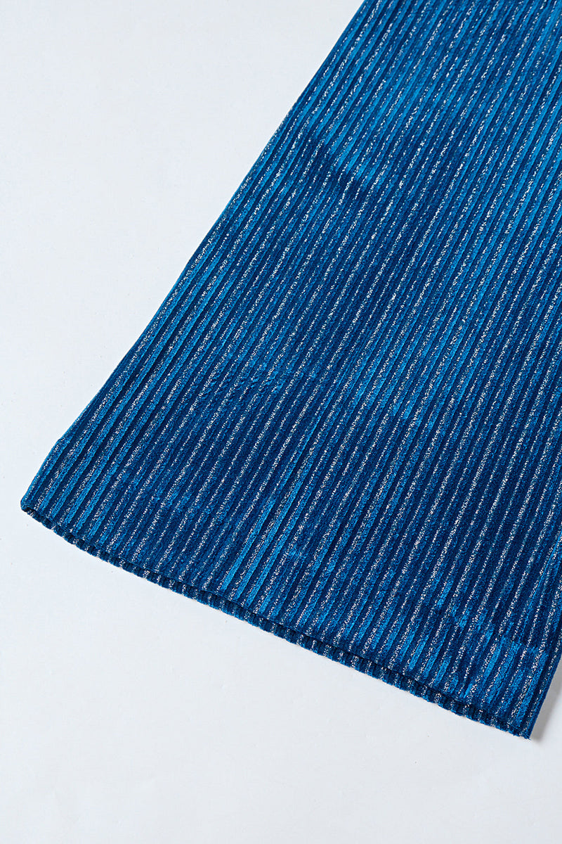 Laden Sie das Bild in den Galerie-Viewer, 2-teilige Tintenblaue Samt Gestreifte Damen Ballanzüge