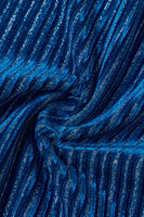 Laden Sie das Bild in den Galerie-Viewer, 2-teilige Tintenblaue Samt Gestreifte Damen Ballanzüge