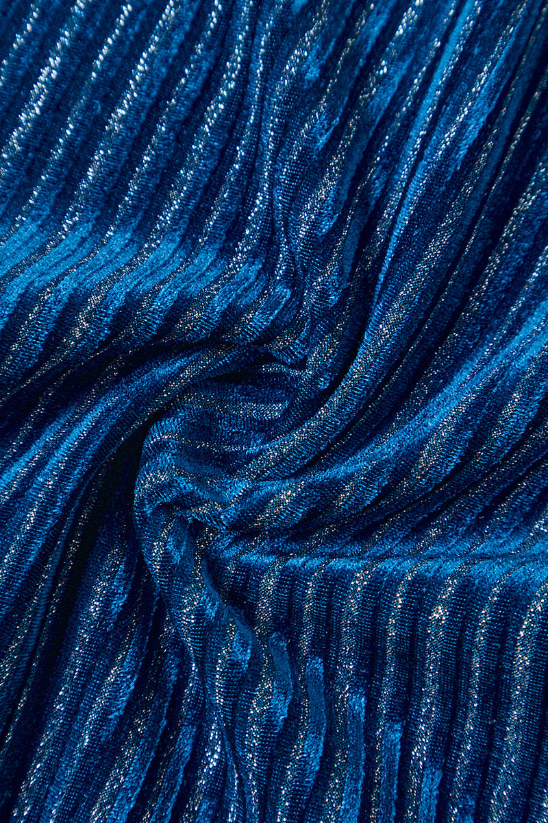 Laden Sie das Bild in den Galerie-Viewer, 2-teilige Tintenblaue Samt Gestreifte Damen Ballanzüge