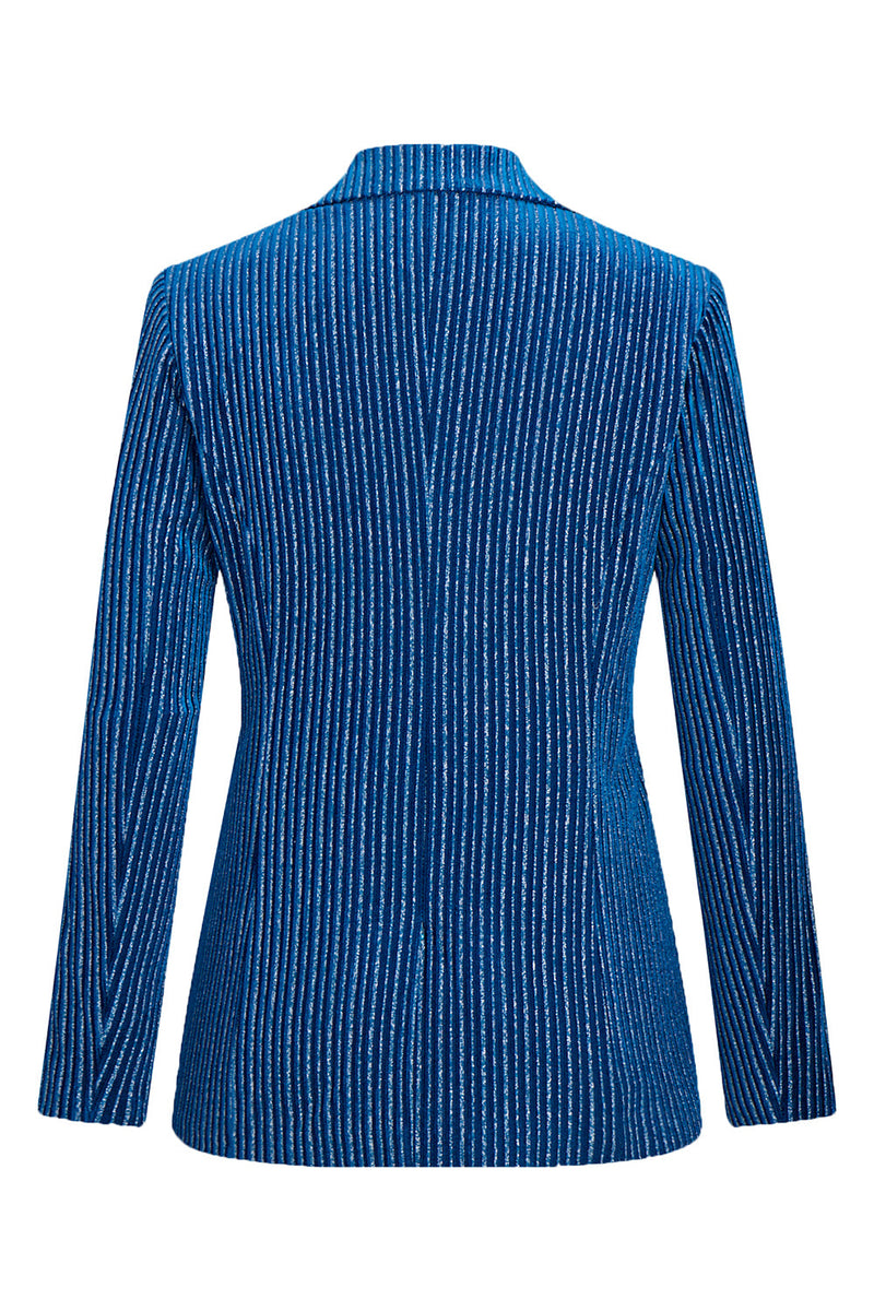 Laden Sie das Bild in den Galerie-Viewer, 2-teilige Tintenblaue Samt Gestreifte Damen Ballanzüge